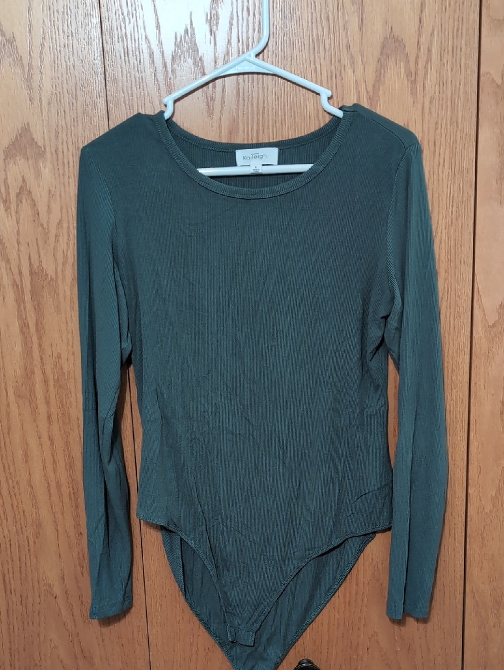 Kaileigh Olive Green Ribbed Long-Sleeve Bodysuit